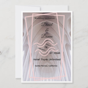 Elegante kathedraal trouwuitnodiging   Blush Minim Kaart