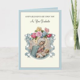 Elegante katholieke afstudeercard met Maagd Maria  Kaart