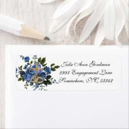 Elegante katholieke blauwe rozen bruiloft etiket