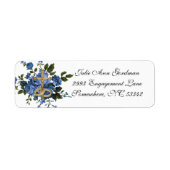 Elegante katholieke blauwe rozen bruiloft etiket (Voorkant)