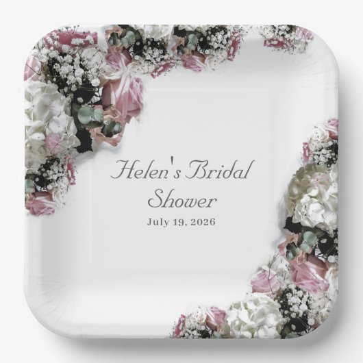 Elegante katholieke bruidsdouche papieren bordje (Voorkant)