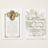 Elegante Katholieke bruiloft Bloemengebed Kaart (Voorkant /achterkant)