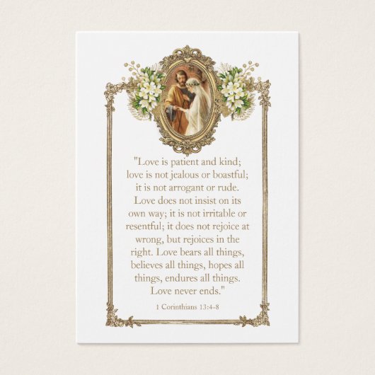 Elegante Katholieke bruiloft Bloemengebed Kaart (Voorkant)