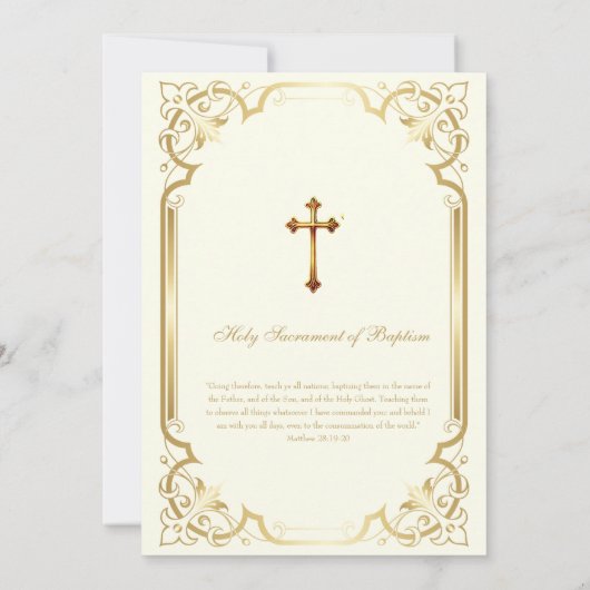 Elegante katholieke gouden doop doop doop kaart (Achterkant)