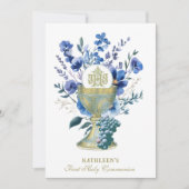 Elegante Katholieke Heilige Communie Bloemen Kaart (Voorkant)
