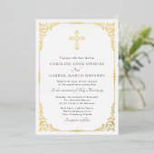 Elegante katholieke huwelijksmis folie uitnodiging (Staand Voorkant)