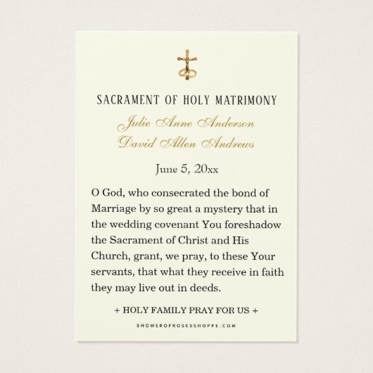 Elegante Katholieke Maria en Jozef Trouwen Heilige Visitekaartje (Achterkant)