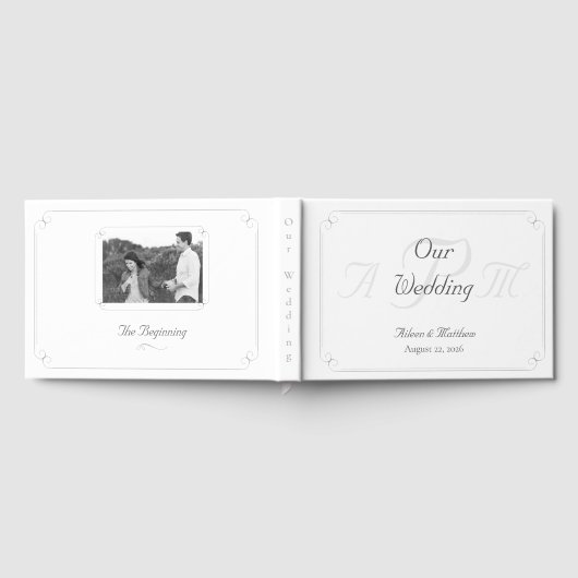 Elegante katholieke monogrammed bruiloft gastenboe gastenboek (Volledig)