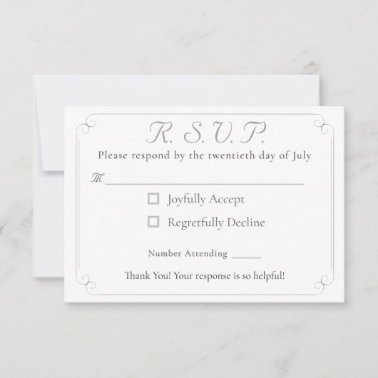 Elegante Katholieke Monogrammed Wedding Response K RSVP Kaartje (Voorkant)