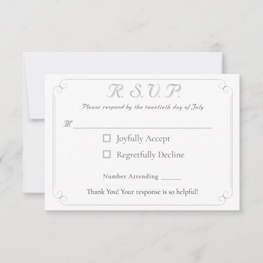 Elegante Katholieke Monogrammed Wedding Response K RSVP Kaartje (Voorkant)