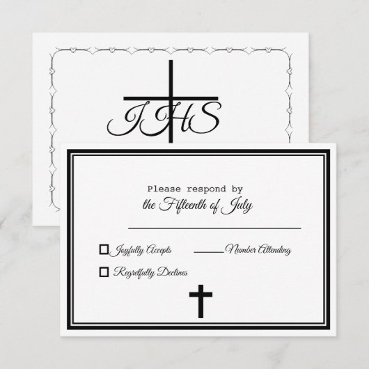 Elegante katholieke trouwkaart (Voorkant / Achterkant)