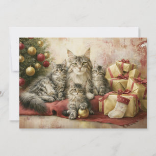 Elegante katjes met Kerstmis Feestdagenkaart