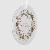 Elegante katoen en Pinecone kerstkrans Ornament (voorkant)