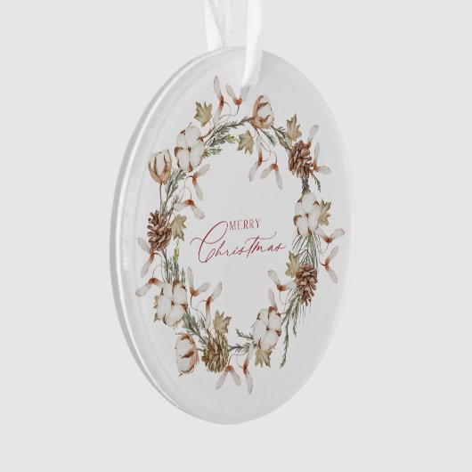 Elegante katoen en Pinecone kerstkrans Ornament (voorkant)