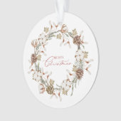 Elegante katoen en Pinecone kerstkrans Ornament (voorkant)