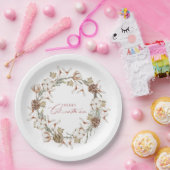 Elegante katoen en Pinecone kerstkrans Papieren Bordje (Feest)