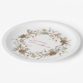 Elegante katoen en Pinecone kerstkrans Papieren Bordje (Gekanteld)