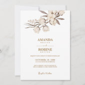 Elegante katoenen bloem bruiloft uitnodiging (Voorkant)