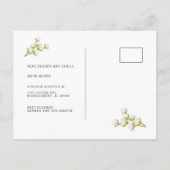 Elegante katoenen krans wit bewegen aankondigingskaart (Achterkant)