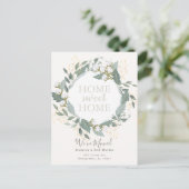 Elegante katoenen krans wit bewegen aankondigingskaart (Staand voorkant)