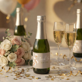 Elegante Katoenen Tak “Dank Je” Maatwerk Sparkling Wijnetiket