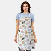 Elegante Katoenprint Met Bloemen Schort (Gedragen)