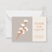 Elegante katoentak "Bedankt voor uw bestelling" Notitiekaartje (Voorkant)