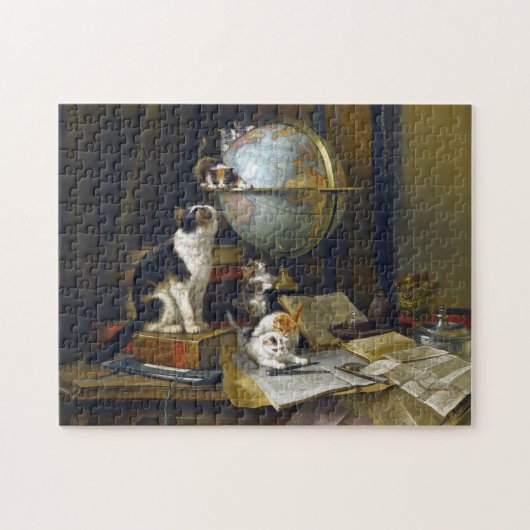Elegante  Katten Moeder Kat & Schattigee Kittens Legpuzzel (Horizontaal)