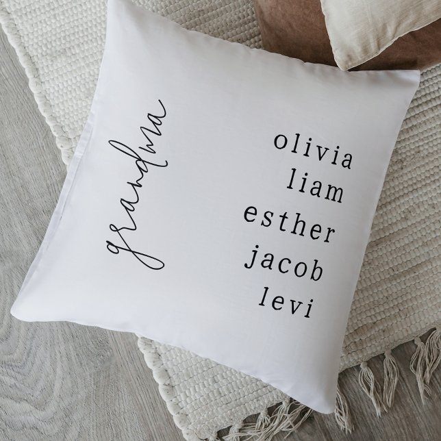 Elegante Keepsake Kleinkinderen Naam Grootmoeder Kussen (Elegant Keepsake Grandchildren Name Grandmother Throw Pillow)