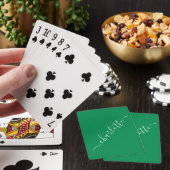 Elegante Kelly Green Script Naam Persoonlijk Pokerkaarten (Insitu)