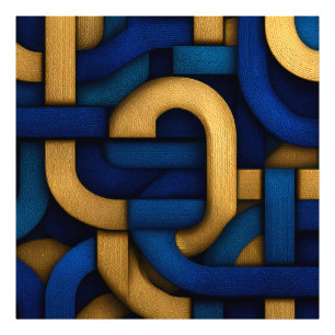 Elegante Keltisch-Geïnspireerde Blauwe Gouden Vlec Foto Afdruk