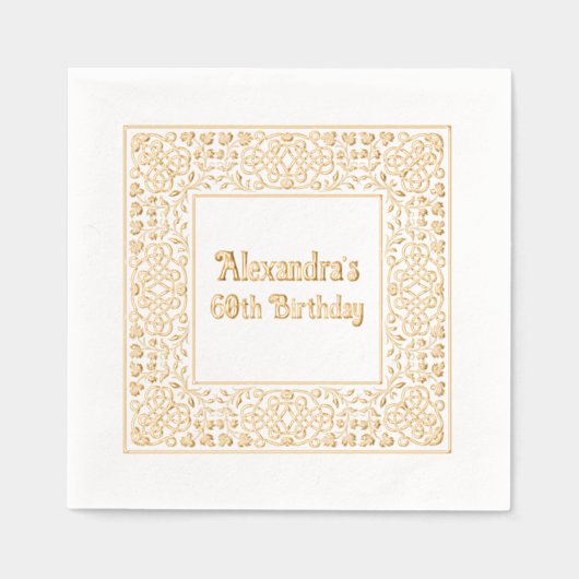 Elegante Keltische Knoop Filigree Lijst Verjaardag Folie Servetten (Voorkant)