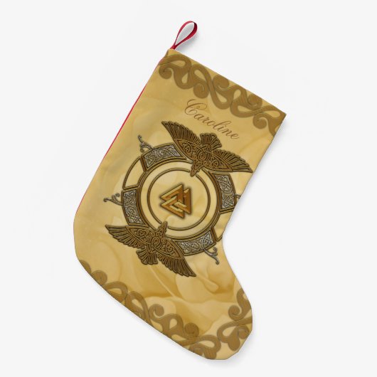 Elegante Keltische knoop in gouden kleuren. Kleine Kerstsok (Voorkant (Hangend))