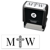 Elegante Keltische Knoopkruis Paar 2 Init Monogram Zelfinktende Stempel (In situ)