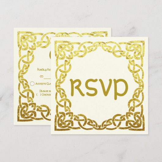 Elegante Keltische Trouw Faux Gouden Keltische Kno Kaart (Voorkant / Achterkant)