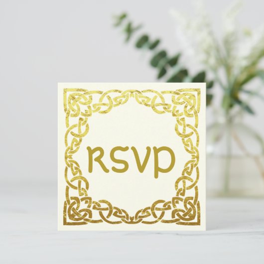 Elegante Keltische Trouw Faux Gouden Keltische Kno Kaart (Staand voorkant)