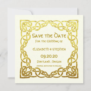 Elegante Keltische Trouw Ivoren Nep Gouden Keltisc Save The Date