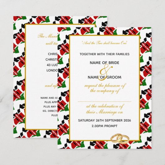 Elegante Keniaanse vlag met gouden script bruiloft Kaart (Voorkant / Achterkant)