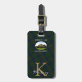 Elegante Kennedy Clan Tartan Monogrammed Bagagelabel (Voorkant verticaal)
