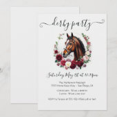 Elegante Kentucky Derby-feest uitnodiging bloemstu (Voorkant / Achterkant)