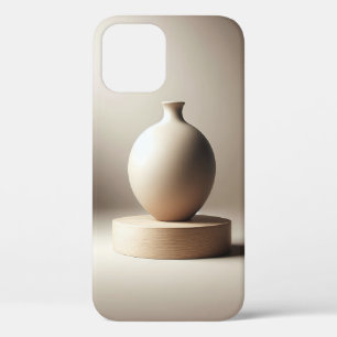 Elegante Keramische Vaas op Ronde Houten Sokkel Mi Case-Mate iPhone Case
