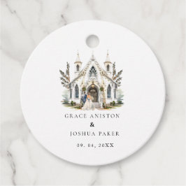 Elegante Kerk Aquarel Locatie Landhuis Bruiloft Bedankjes Labels