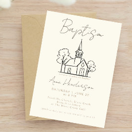 Elegante Kerk Doop Neutraal Beige Doopfeest Kaart