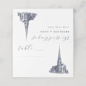 Elegante  kerk Illustratie bruiloft Plaatskaartje (Buitenkant ongevouwen)