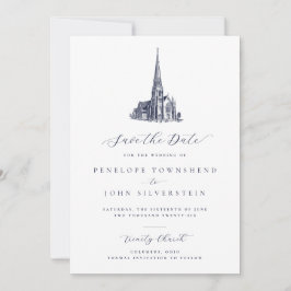 Elegante kerk illustratie formele bruiloft save the date