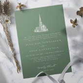 Elegante kerk illustratie groen formele bruiloft kaart
