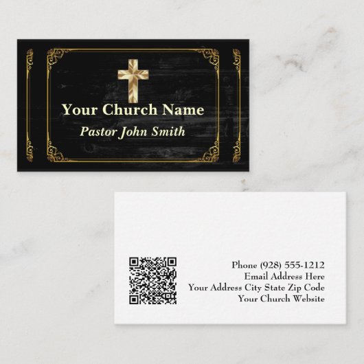 Elegante kerk pastor gouden grens visitekaartje (Voorkant / Achterkant)