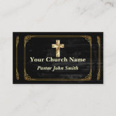 Elegante kerk pastor gouden grens visitekaartje (Voorkant)