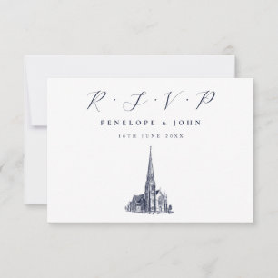 Elegante kerktillustratie Religieuze trouwdag RSVP Kaartje