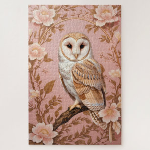 Elegante Kerkuil Roze en Gouden Bloemmotief Legpuzzel